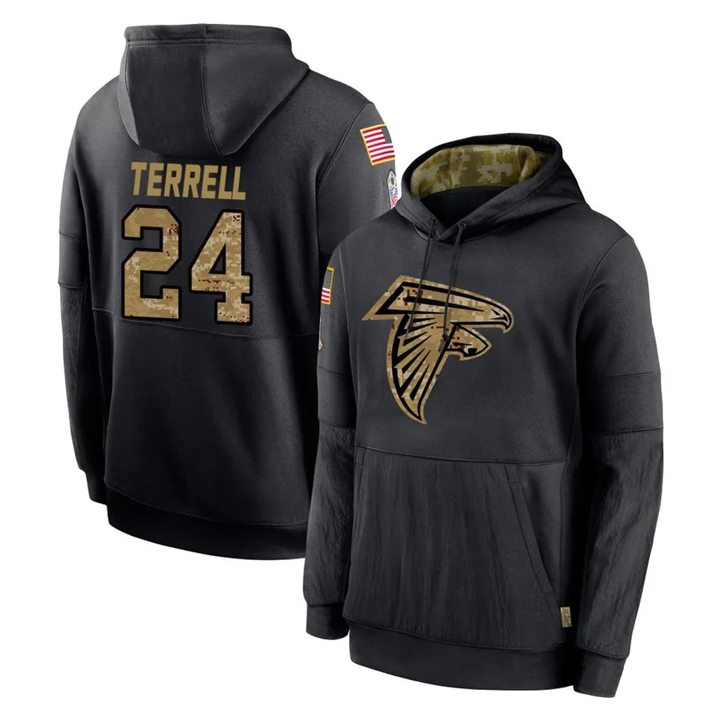 My Store A.Falcons #24 A.J. Terrell Jr. Player Black Salute to Service Limited Black Hoodie Stitched Jerseys