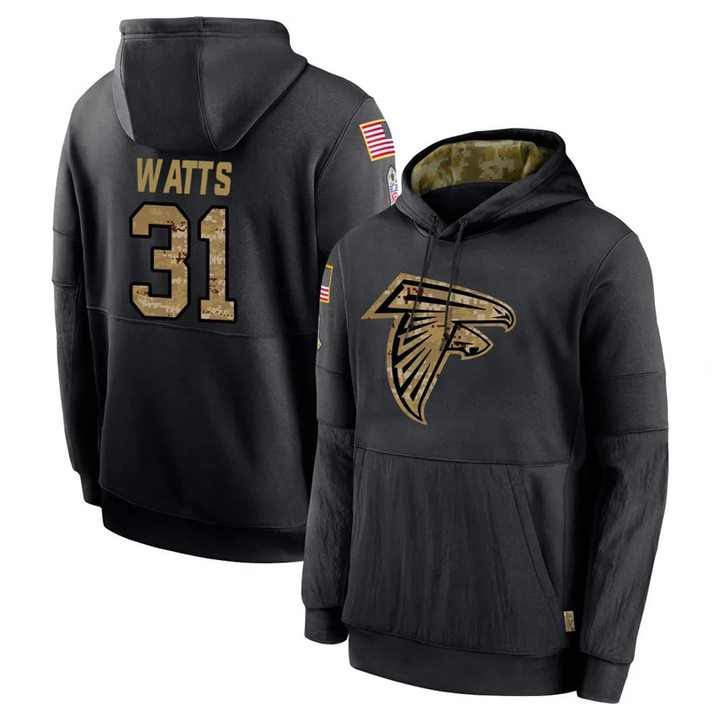 My Store A.Falcons #31 Xavier Watts Player Black Salute to Service Hoodies Game Stitched Jerseys