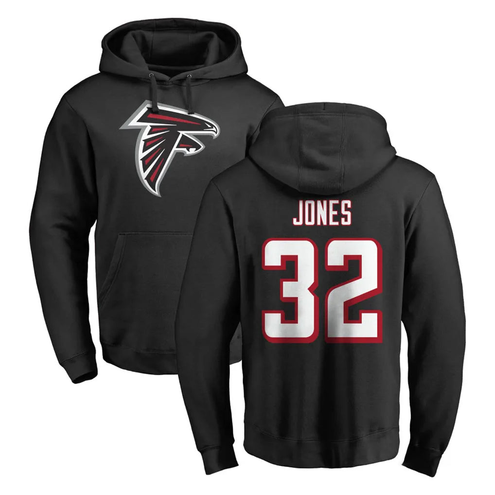 My Store A.Falcons #32 Cash Jones Player Black LOGO Pullover Hoodies Home Game Stitched Jerseys