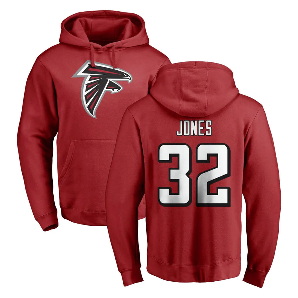 My Store A.Falcons #32 Cash Jones Player Red Pullover Hoodies Home Game Stitched Jerseys
