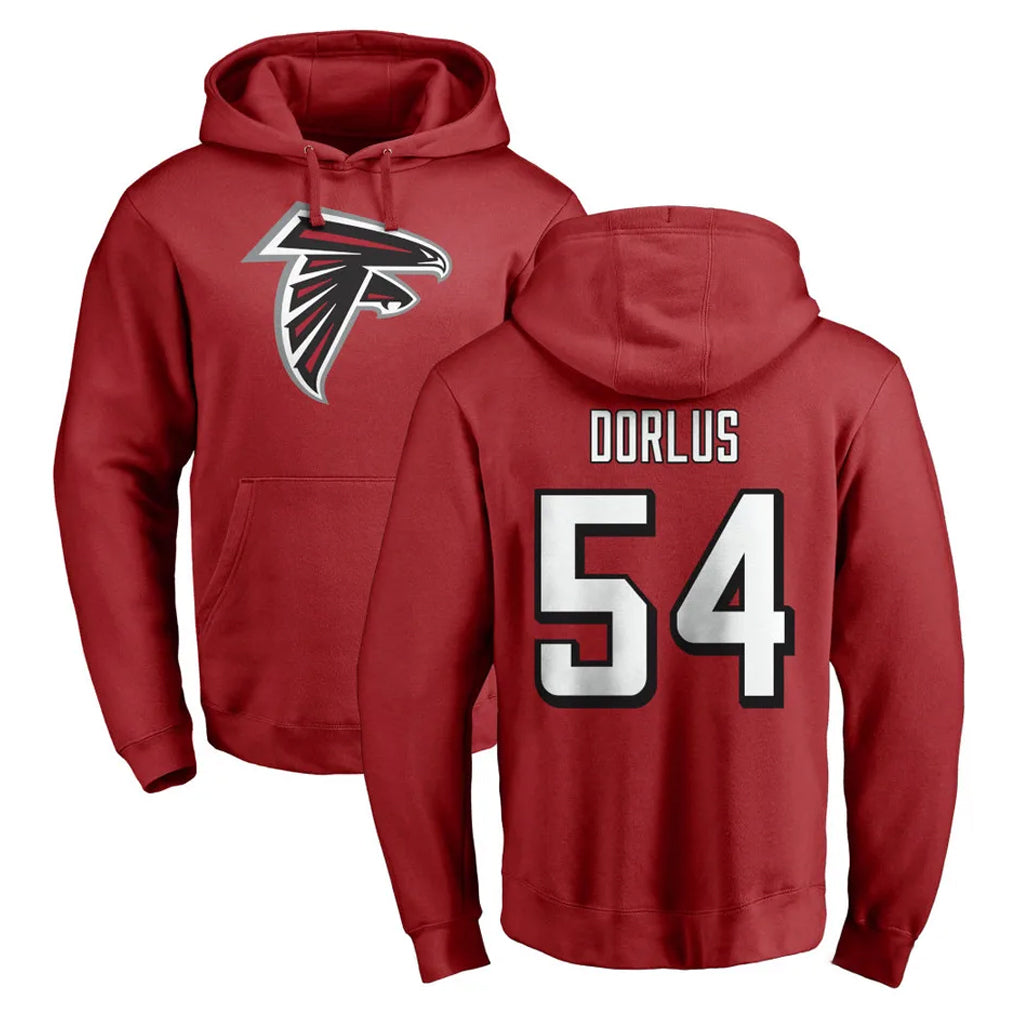 My Store A.Falcons #54 Brandon Dorlus Player Red Pullover Hoodies Home Game Stitched Jerseys