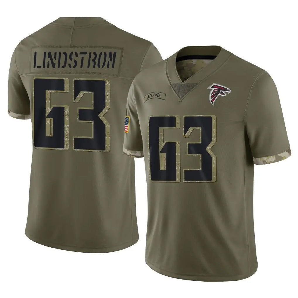 My Store A.Falcons #63 Chris Lindstrom Player Olive Salute To Service Limited Stitched Jerseys