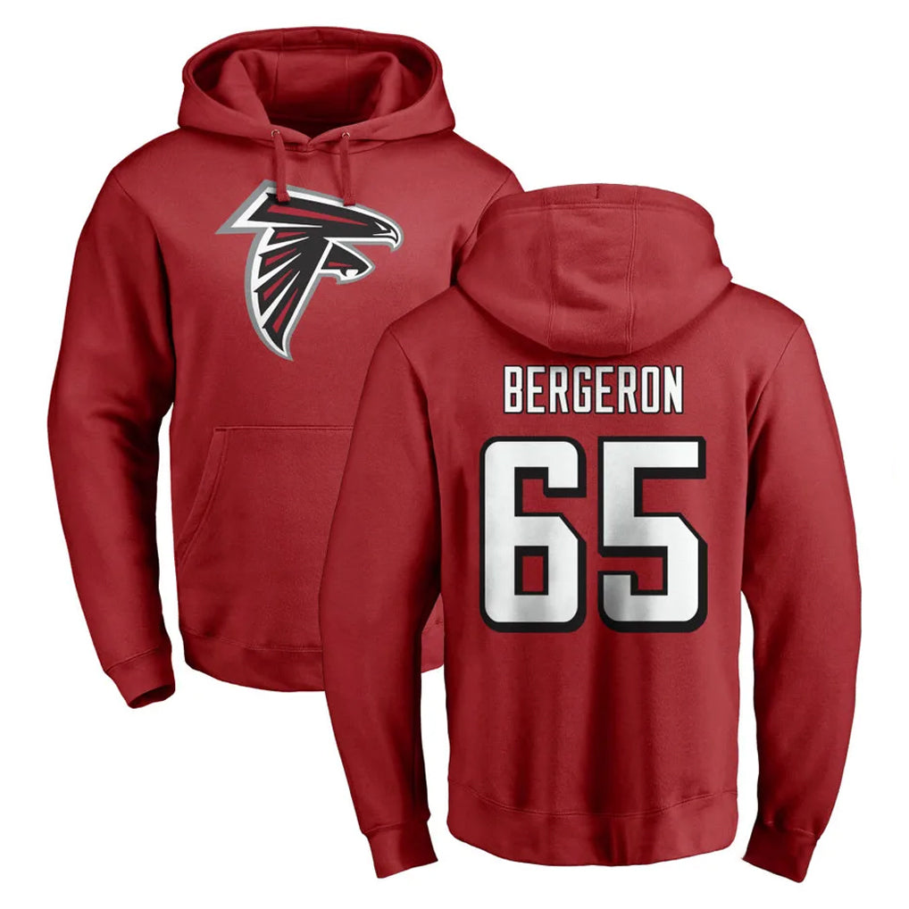 My Store A.Falcons #65 Matthew Bergeron Player Red Pullover Hoodies Home Game Stitched Jerseys