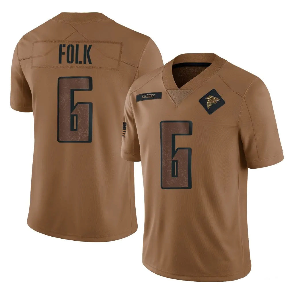 My Store A.Falcons #6 Nick Folk Player Brown Salute To Service Limited Stitched Jerseys