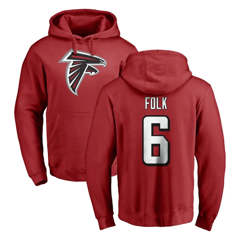 My Store A.Falcons #6 Nick Folk Player Red Pullover Hoodies Home Game Stitched Jerseys
