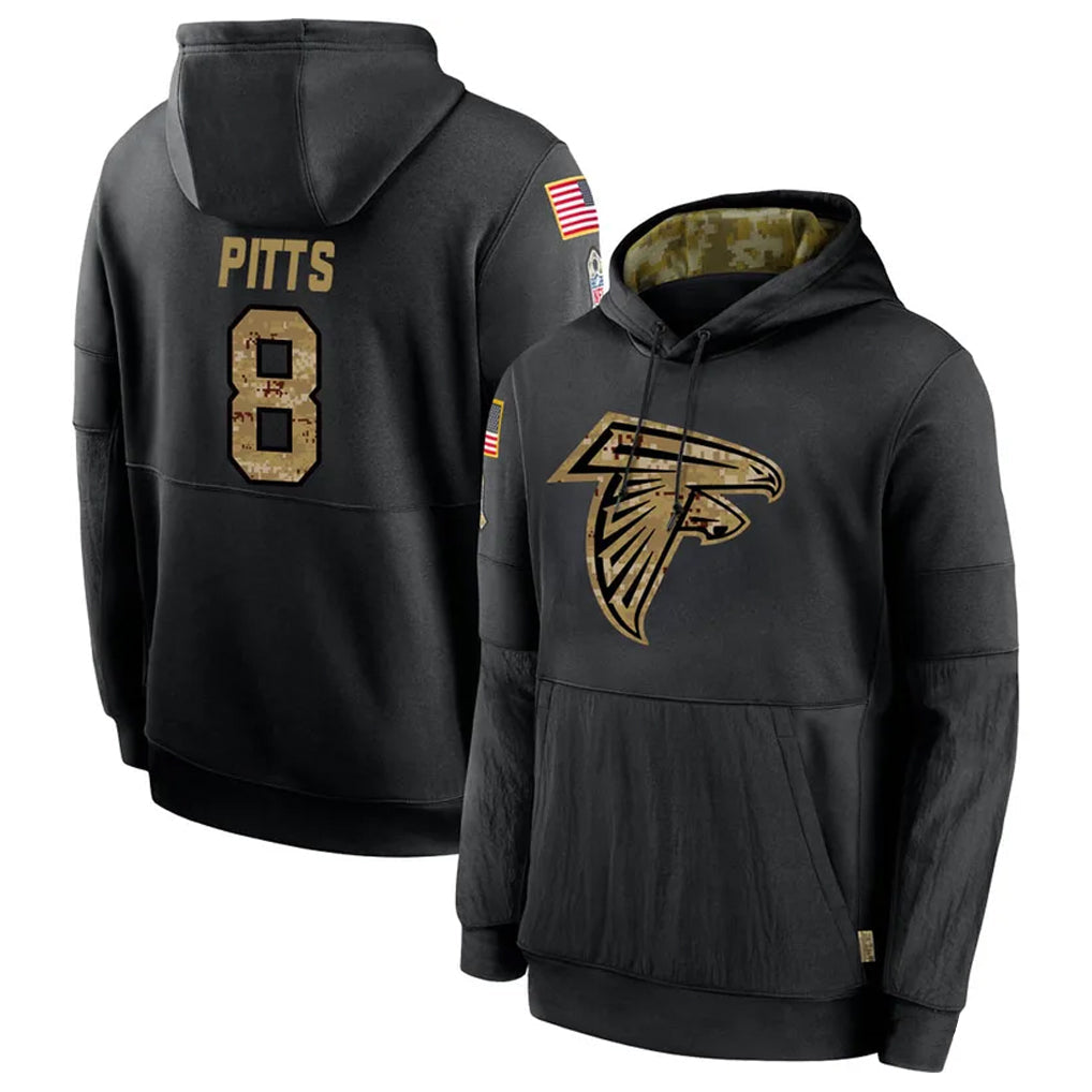 My Store A.Falcons #8 Kyle Pitts Sr. Player Black Salute to Service Limited Black Hoodie Stitched Jerseys