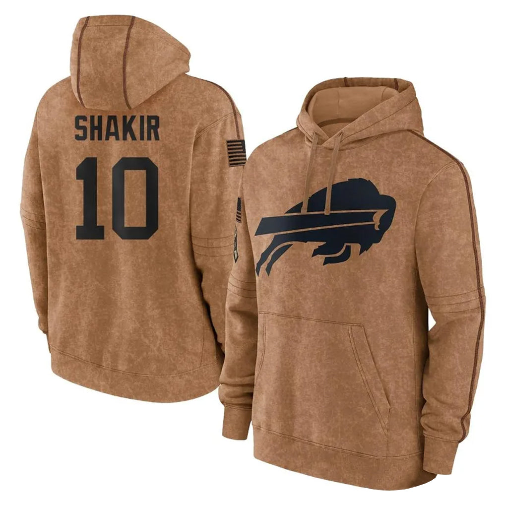 My Store B.Bills #10 Khalil Shakir Player Brown Salute to Service Hoodies Stitched Jerseys