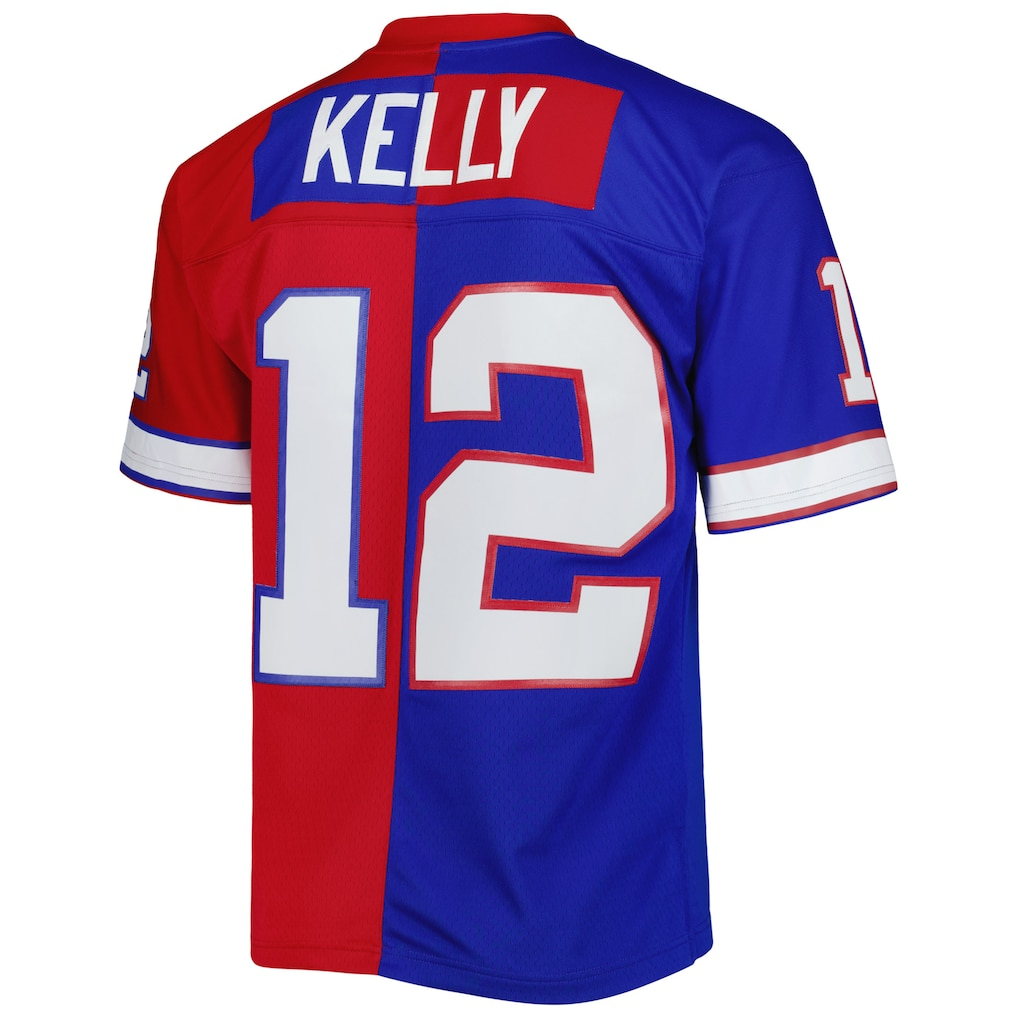 My Store B.Bills #12 Jim Kelly Mitchell & Ness RoyalRed 1990 Split Legacy Replica Stitched Jerseys
