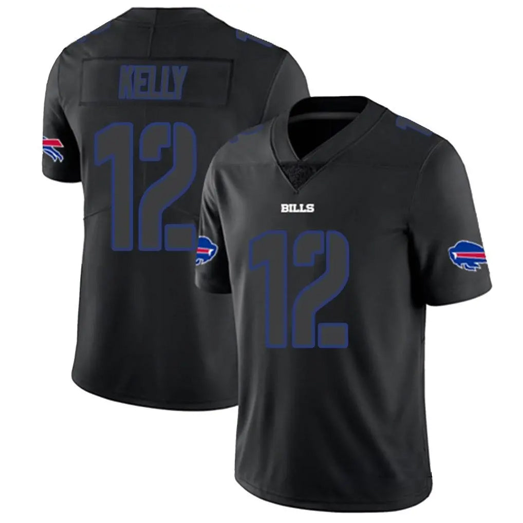 My Store B.Bills #12 Jim Kelly Player Limited Black Impact Football Jerseys