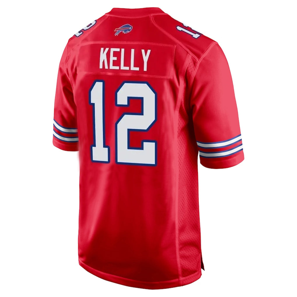 My Store B.Bills #12 Jim Kelly Player Red Home Game Stitched Jerseys