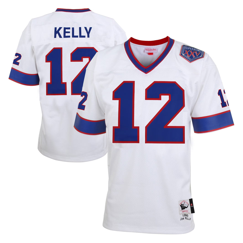 My Store B.Bills #12 Jim Kelly Player White Mitchell & Ness XXV Throwback Limited Stitched Jerseys