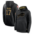My Store B.Bills #17 Josh Allen Player Black Salute to Service Hoodies Hame Stitched Jerseys