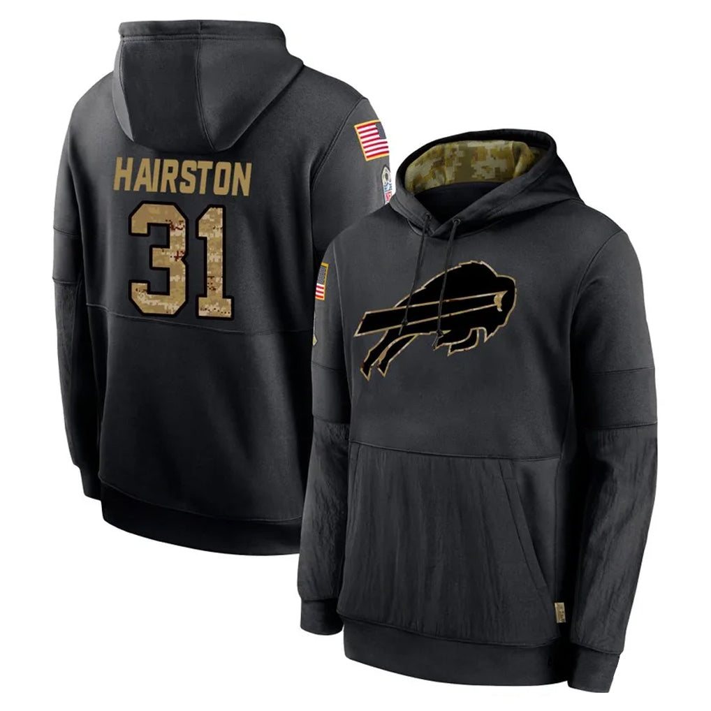 My Store B.Bills #31 Maxwell Hairston Player Black Salute to Service Hoodies Hame Stitched Jerseys