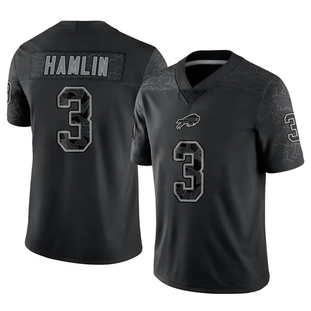 My Store B.Bills #3 Damar Hamlin Player Black RFLCTV Limited Stitched Jerseys