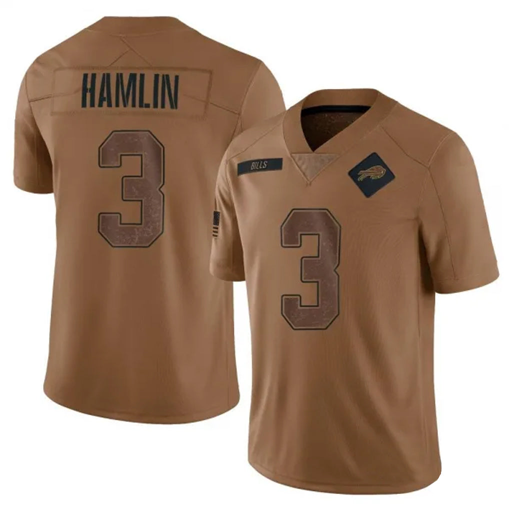 My Store B.Bills #3 Damar Hamlin Player Brown Salute To Service Limited Stitched Jerseys