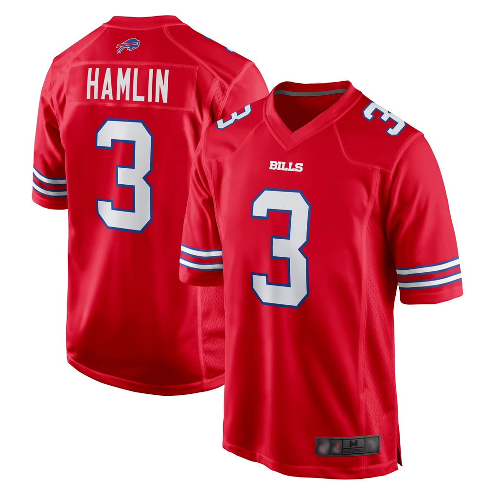 My Store B.Bills #3 Damar Hamlin Player Red Home Game Stitched Jerseys