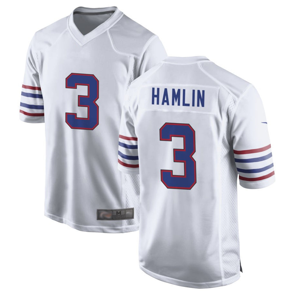 My Store B.Bills #3 Damar Hamlin Player White Alternate Game Stitched Jerseys