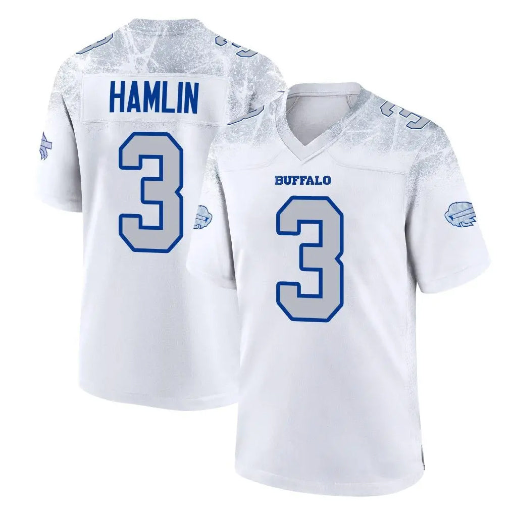 My Store B.Bills #3 Damar Hamlin Player White Rivalries Collection Home Game Stitched Jerseys