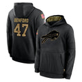 My Store B.Bills #47 Christian Benford Player Black Salute to Service Hoodies Hame Stitched Jerseys