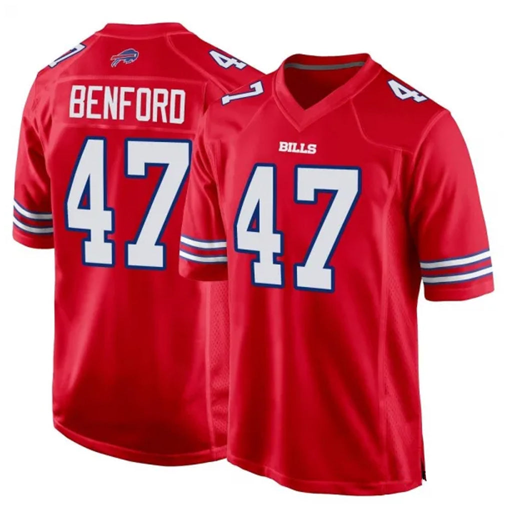 My Store B.Bills #47 Christian Benford Player Red Home Game Stitched Jerseys