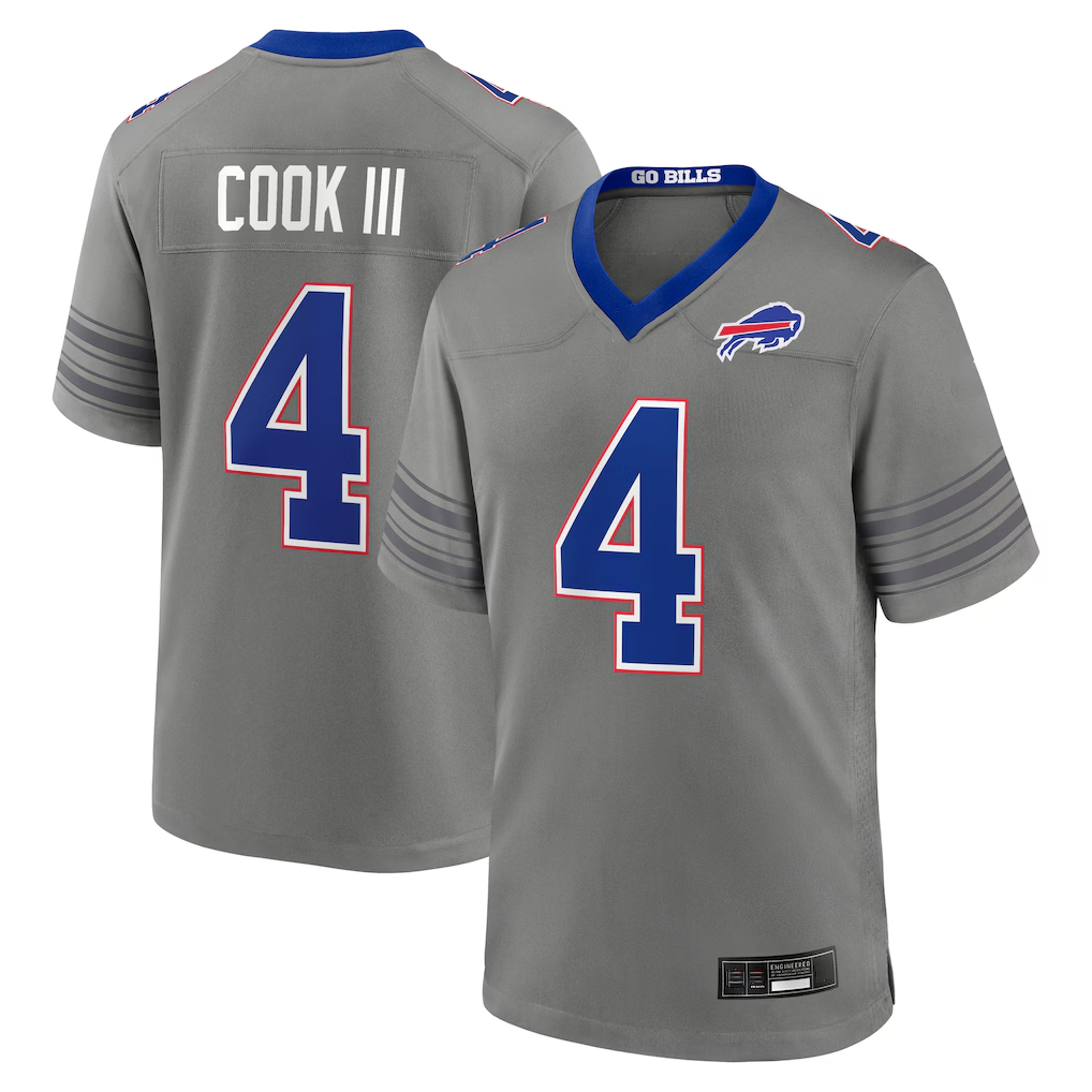 My Store B.Bills #4 James Cook III Gray Nickel City Game Stitched Jerseys