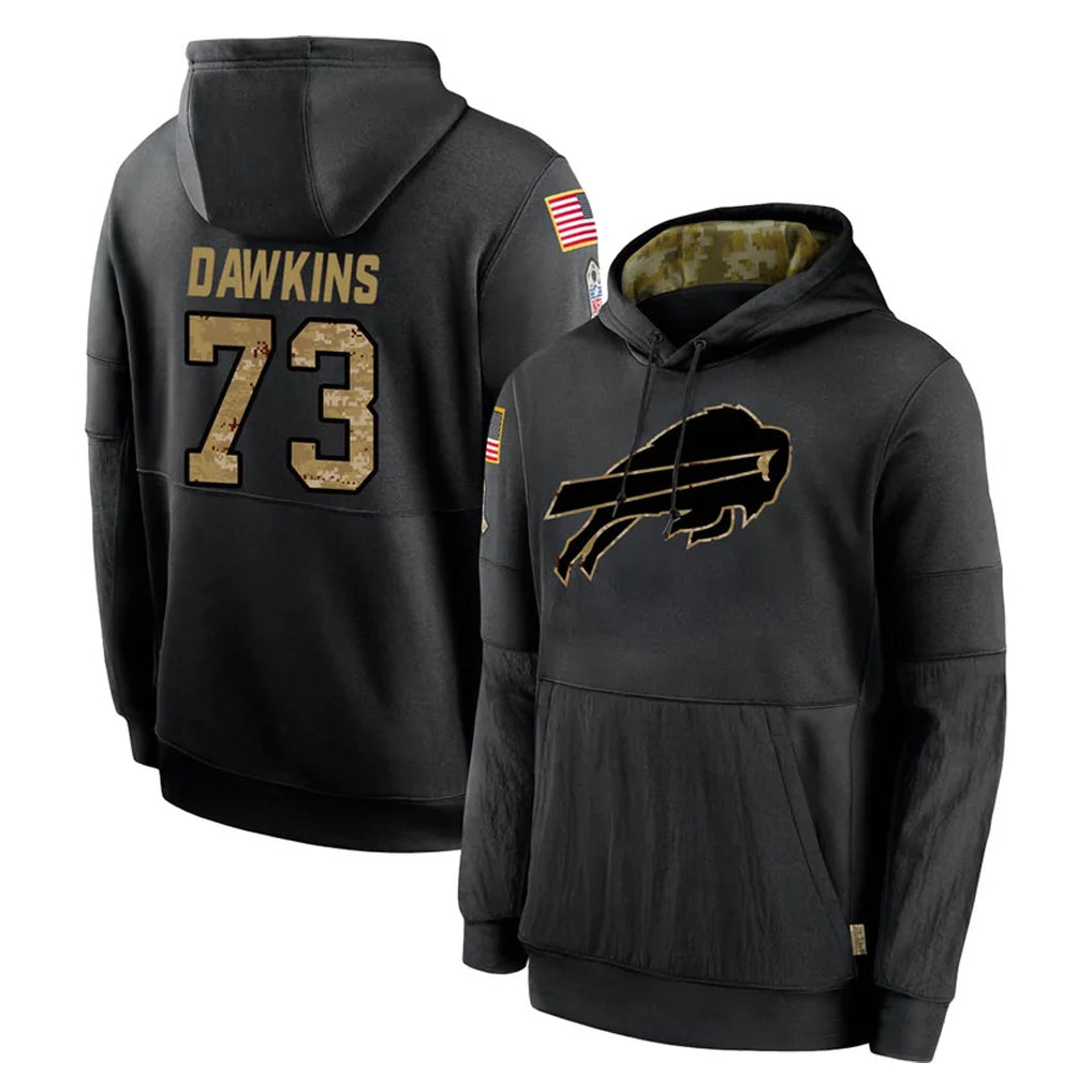 My Store B.Bills #73 Dion Dawkins Player Black Salute to Service Hoodies Hame Stitched Jerseys