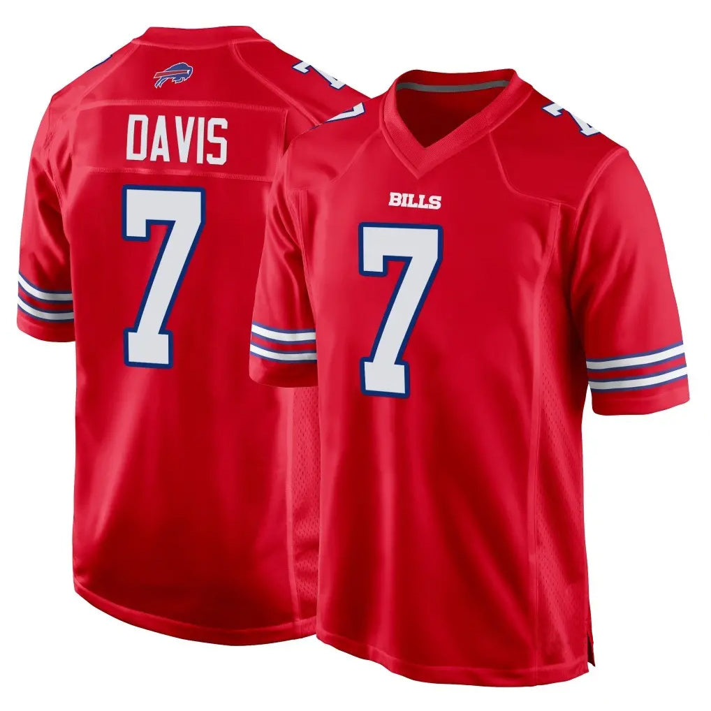 My Store B.Bills #7 Ray Davis Player Red Home Game Stitched Jerseys