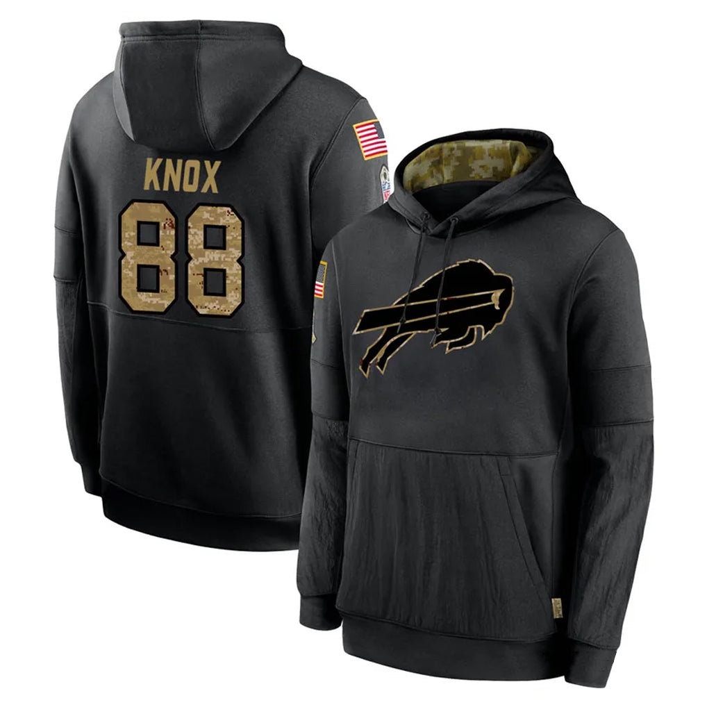 My Store B.Bills #88 Dawson Knox Player Black Salute to Service Hoodies Hame Stitched Jerseys
