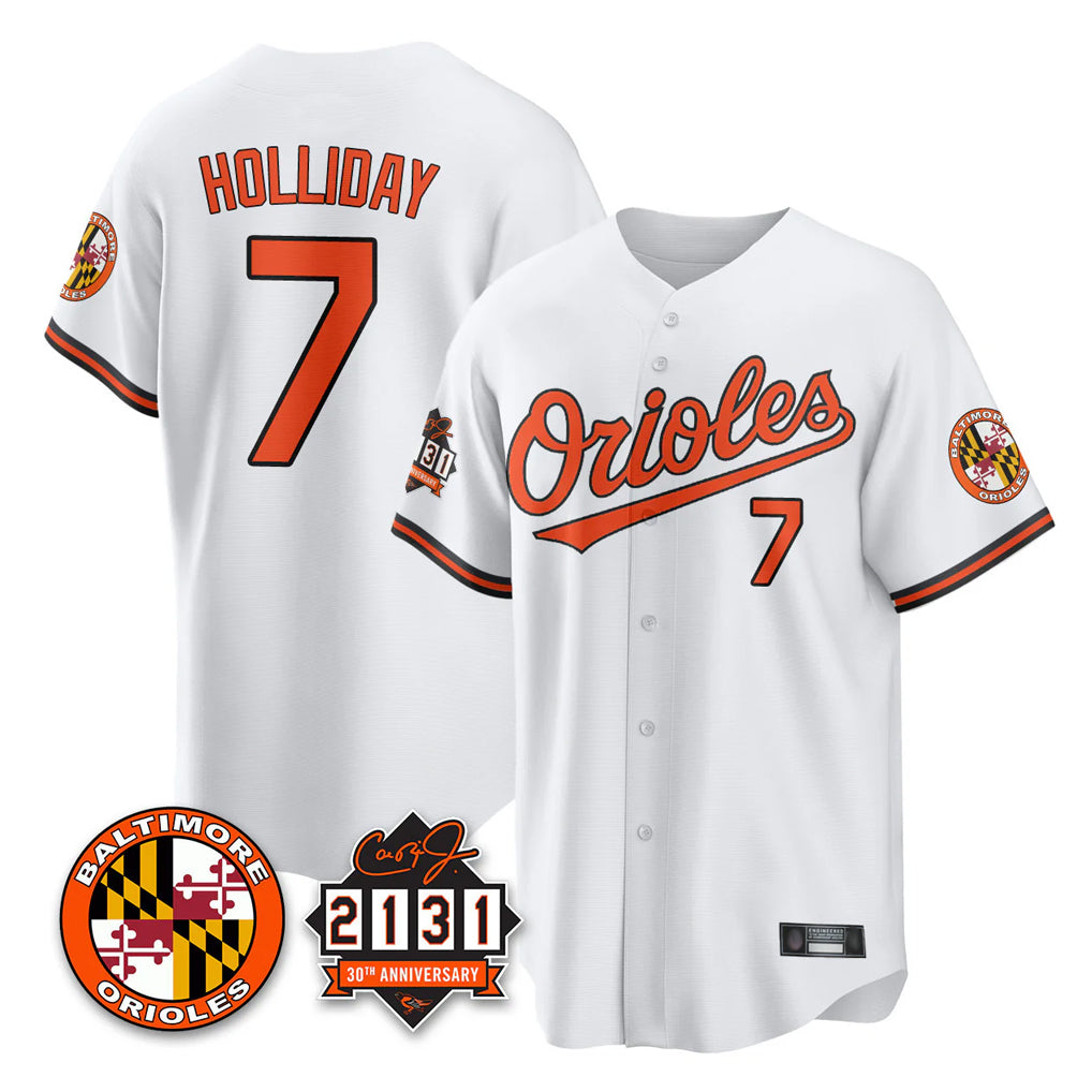 My Store B.Orioles #7 Jackson Holliday Player White 30th Anniversary of 2131 Home Game Stitched Jerseys