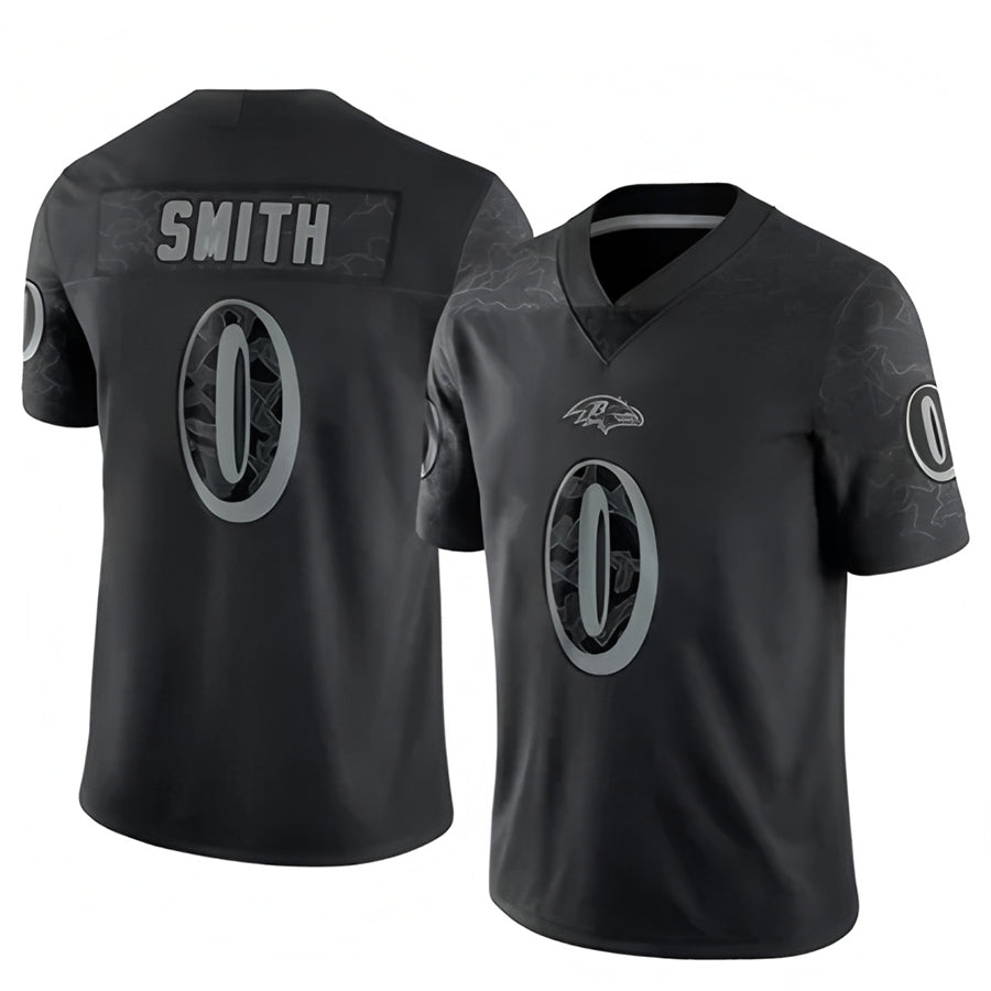 My Store B.Ravens #0 Roquan Smith Player Black REFLECTIVE Limited Stitched Jerseys