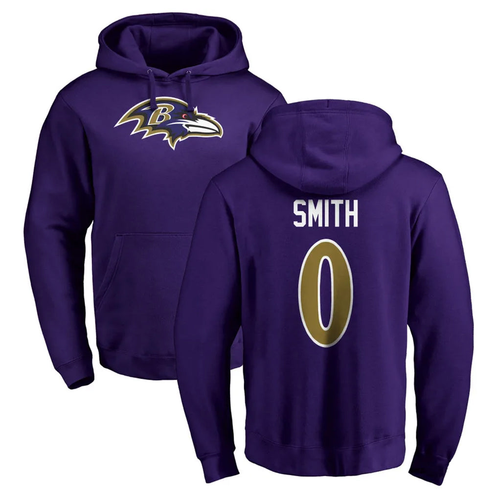 My Store B.Ravens #0 Roquan Smith Player Purple Salute to Service Pullover Hoodie Stitched Jerseys