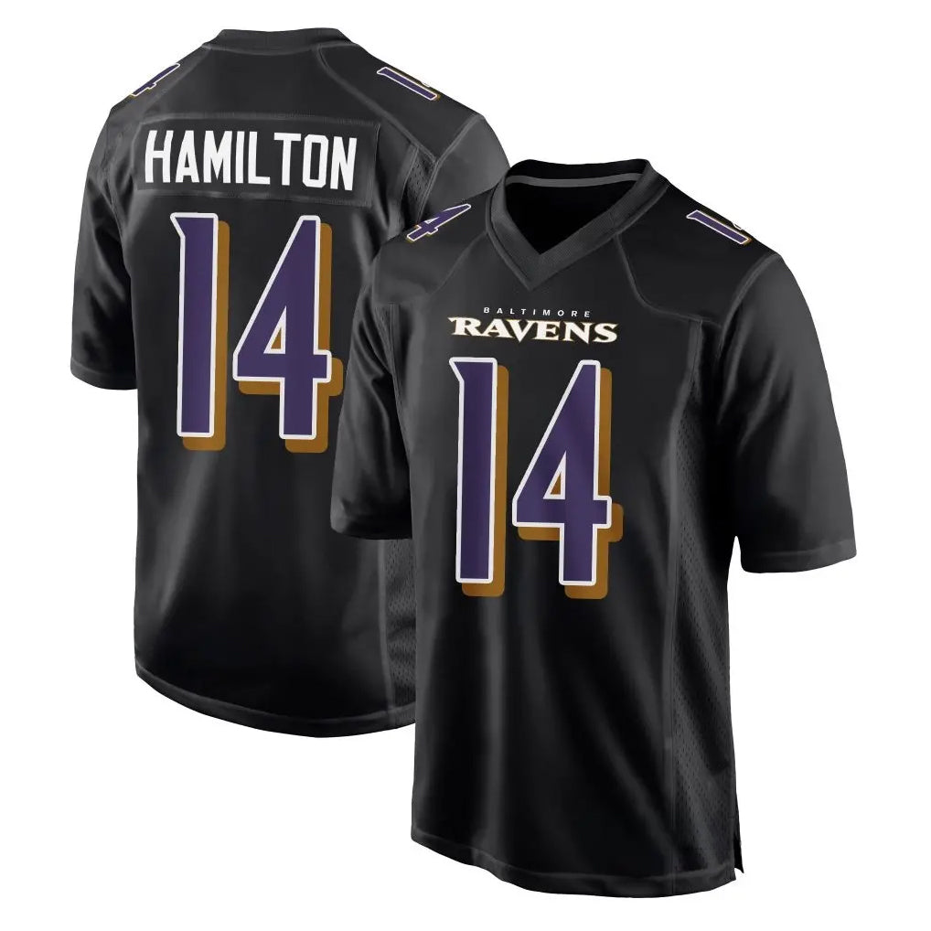 My Store B.Ravens #14 Kyle Hamilton Player Black Carbon Fashion Game Home Stitched Jerseys