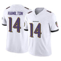My Store B.Ravens #14 Kyle Hamilton Player White Vapor F.U.S.E. Limited Elite Home Game Stitched Jerseys