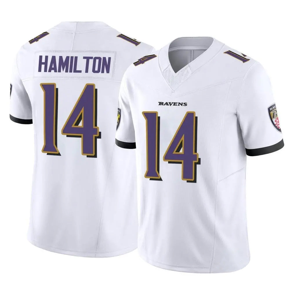 My Store B.Ravens #14 Kyle Hamilton Player White Vapor F.U.S.E. Limited Elite Home Game Stitched Jerseys
