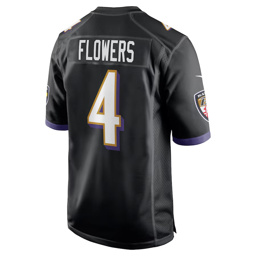 My Store B.Ravens #4 Zay Flowers Player Black Alternate Home Game Stitched Jerseys