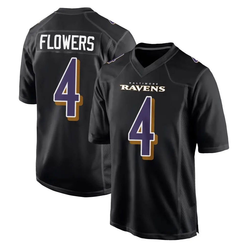 My Store B.Ravens #4 Zay Flowers Player Black Carbon Fashion Home Game Stitched Jerseys
