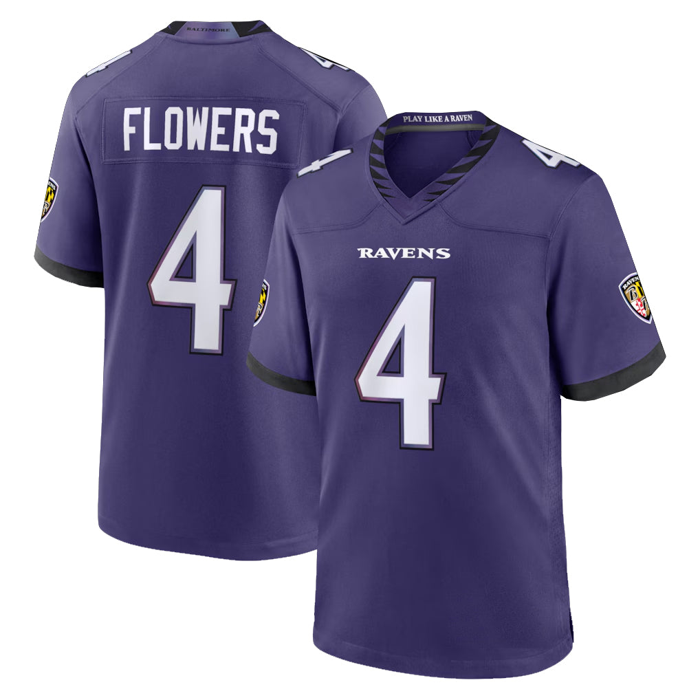 My Store B.Ravens #4 Zay Flowers Player Purple Home Game Stitched Jerseys