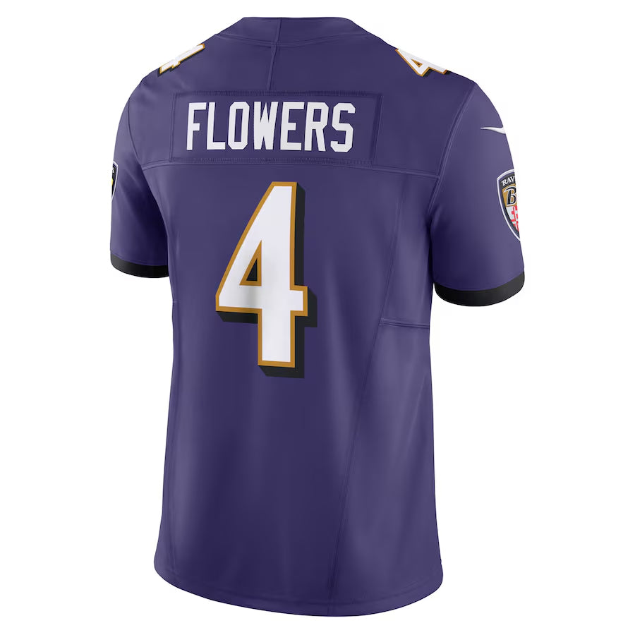 My Store B.Ravens #4 Zay Flowers Player Purple Vapor F.U.S.E. Limited Home Game Stitched Jerseys