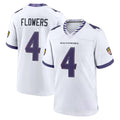 My Store B.Ravens #4 Zay Flowers Player White Home Game Stitched Jerseys