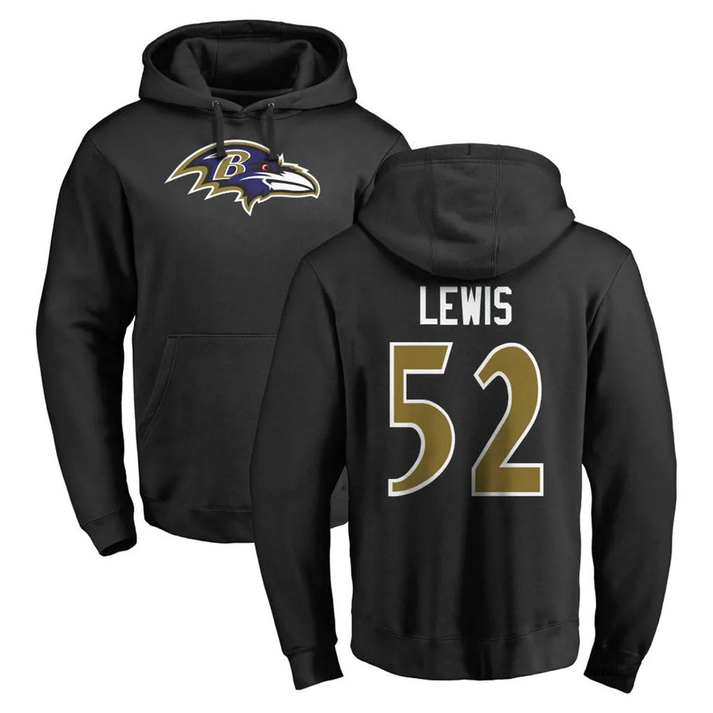 My Store B.Ravens #52 Ray Lewis Player Black Pullover Hoodie Stitched Jerseys