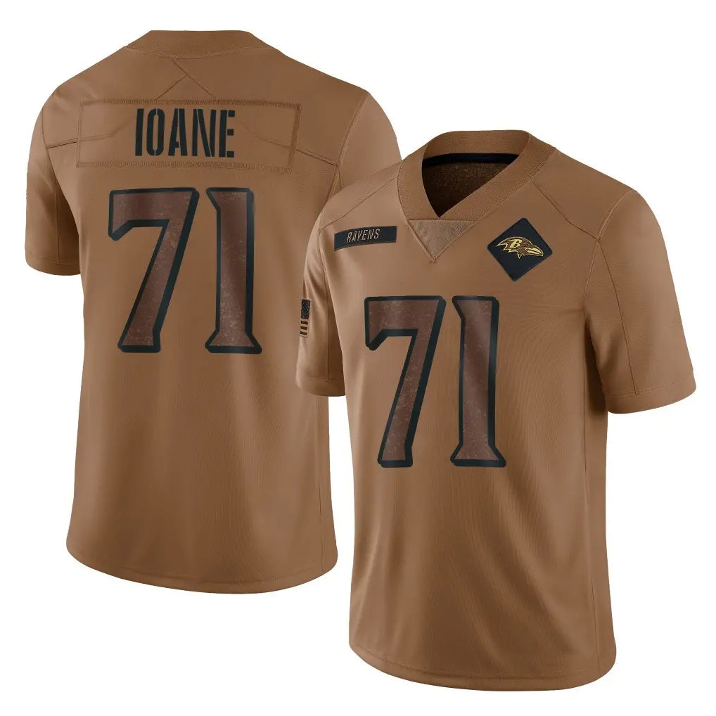 My Store B.Ravens #71 Olaivavega Ioane Player Brown Salute To Service Limited Stitched Jerseys