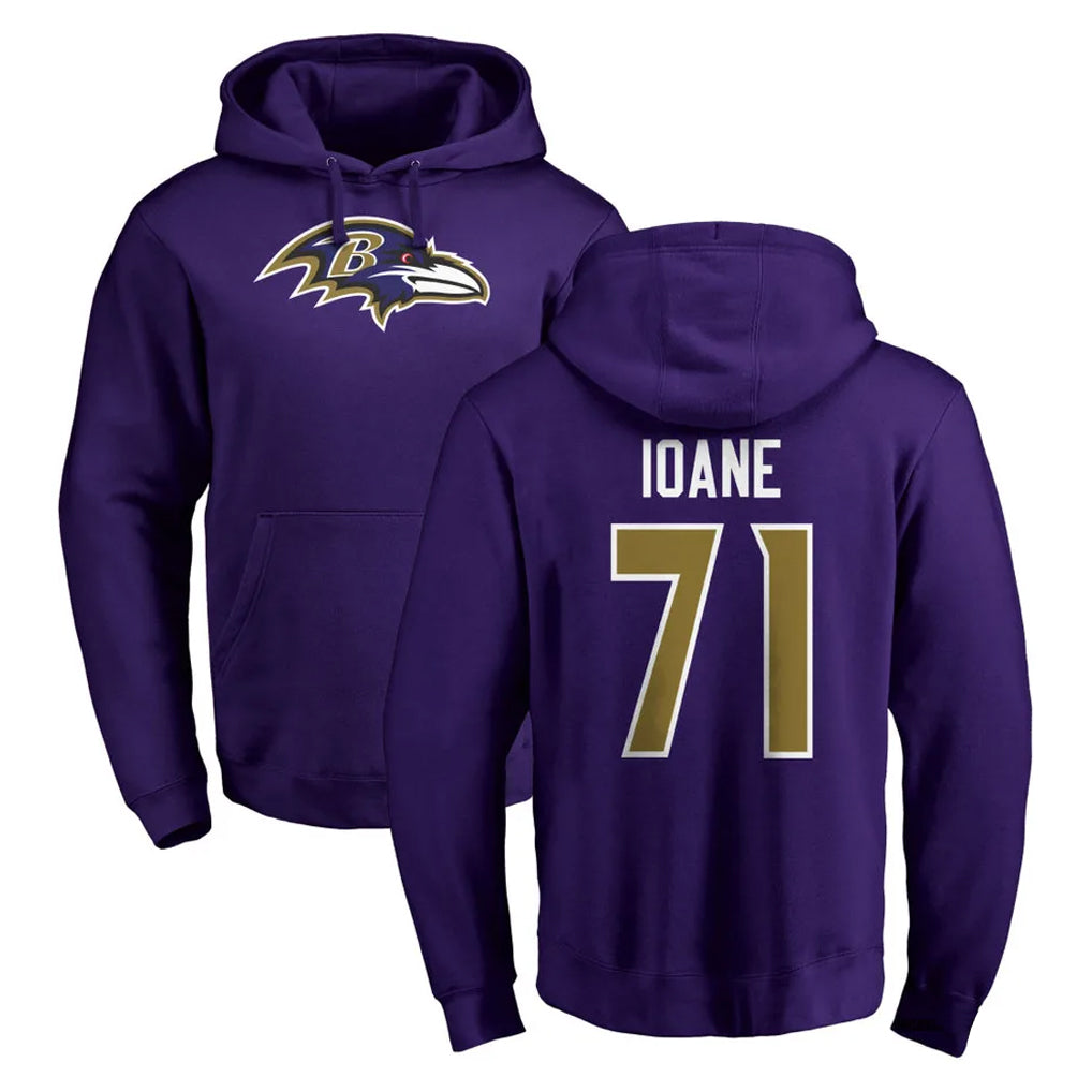 My Store B.Ravens #71 Olaivavega Ioane Player Purple Salute to Service Pullover Hoodie Stitched Jerseys