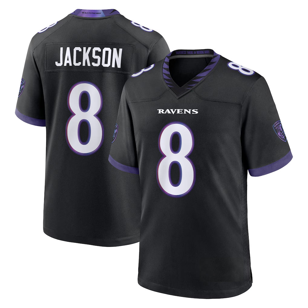 My Store B.Ravens #8 Lamar Jackson Player Black Home Game Stitched Jerseys