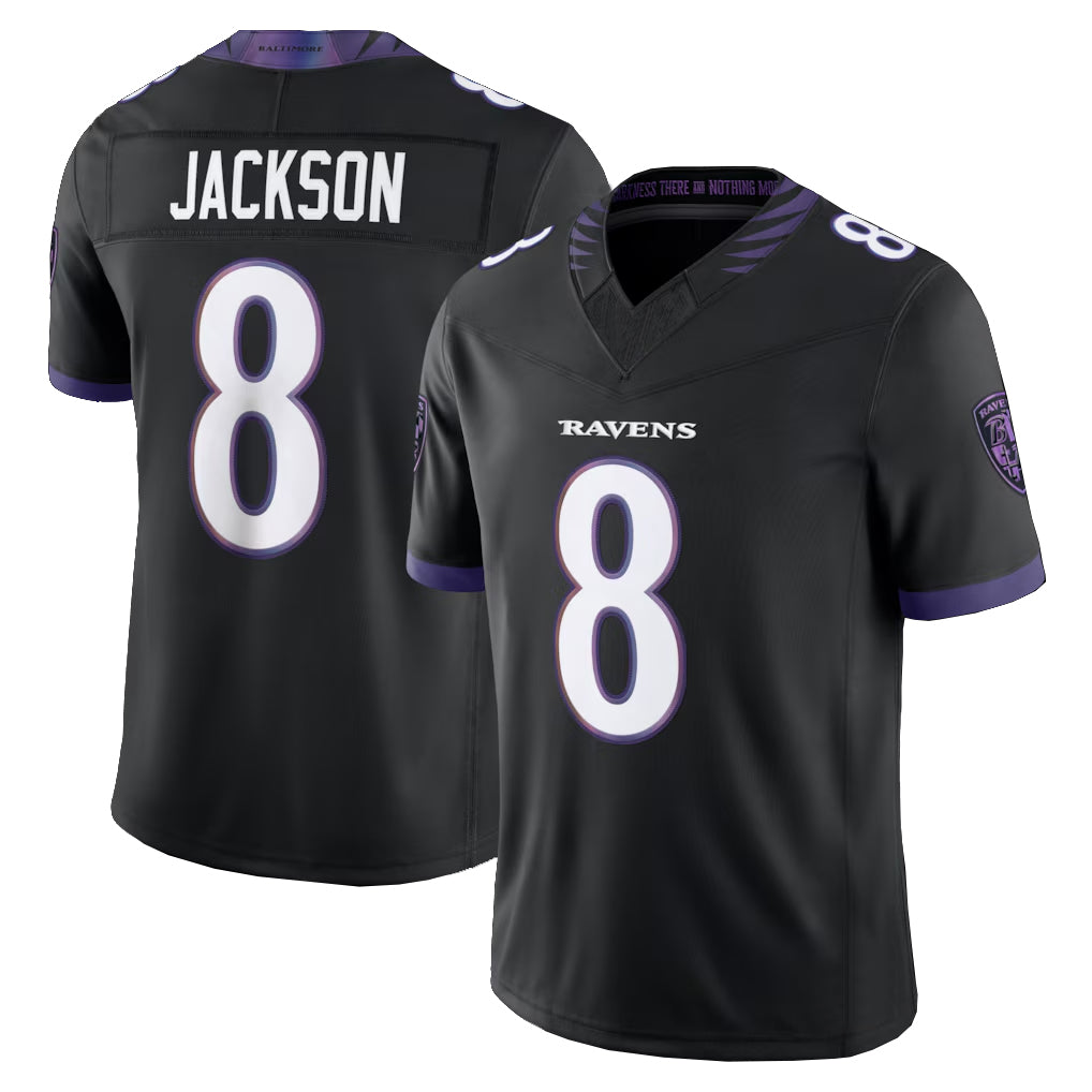 My Store B.Ravens #8 Lamar Jackson Player Black Limited Elite Home Game Stitched Jerseys