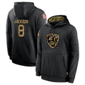 My Store B.Ravens #8 Lamar Jackson Player Black Salute to Service Pullover Hoodie Stitched Jerseys