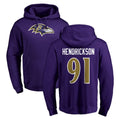 My Store B.Ravens #91 Trey Hendrickson Player Purple Salute to Service Pullover Hoodie Stitched Jerseys