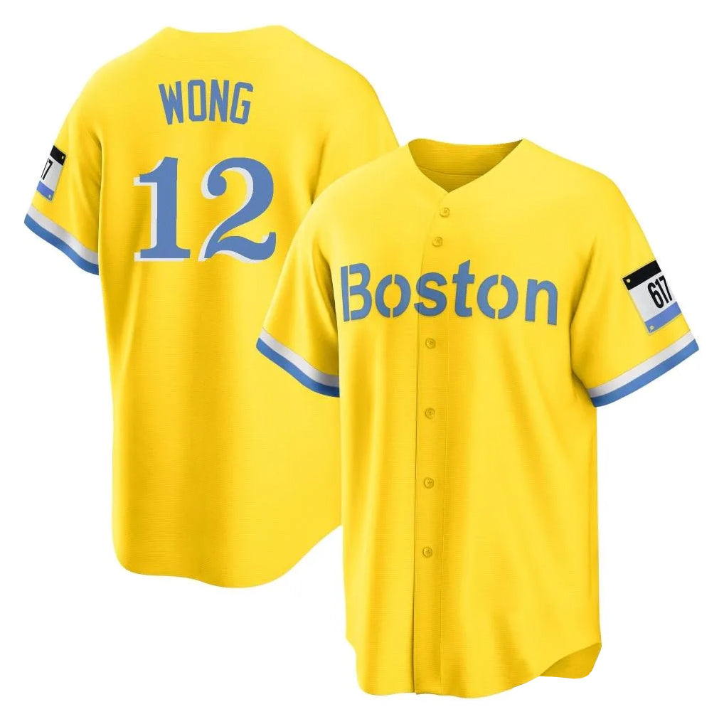 My Store B.Red Sox #12 Connor Wong Player Yellow Home Game Stitched Jerseys