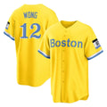 My Store B.Red Sox #12 Connor Wong Player Yellow Home Game Stitched Jerseys