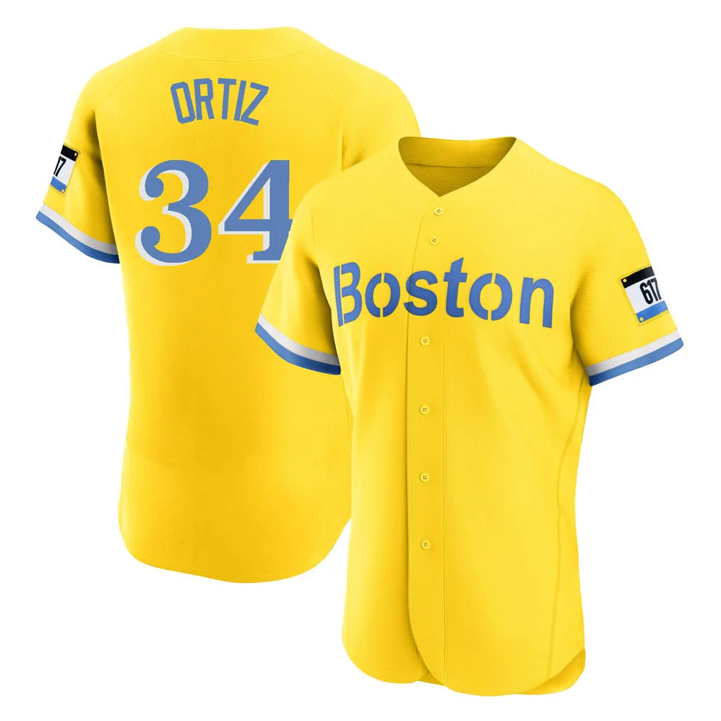 My Store B.Red Sox #34 David Ortiz Player Yellow Limited Elite Home Game Stitched Jerseys