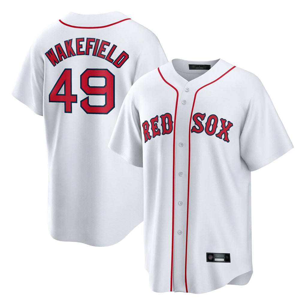 My Store B.Red Sox #49 Tim Wakefield Player White Home Game Stitched Jerseys
